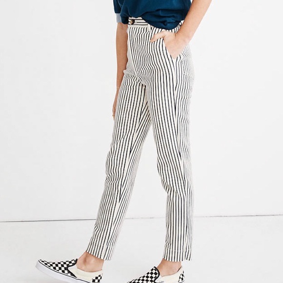 Madewell Pants - MADEWELL Stripped High Rise Tapered Pants Size 30